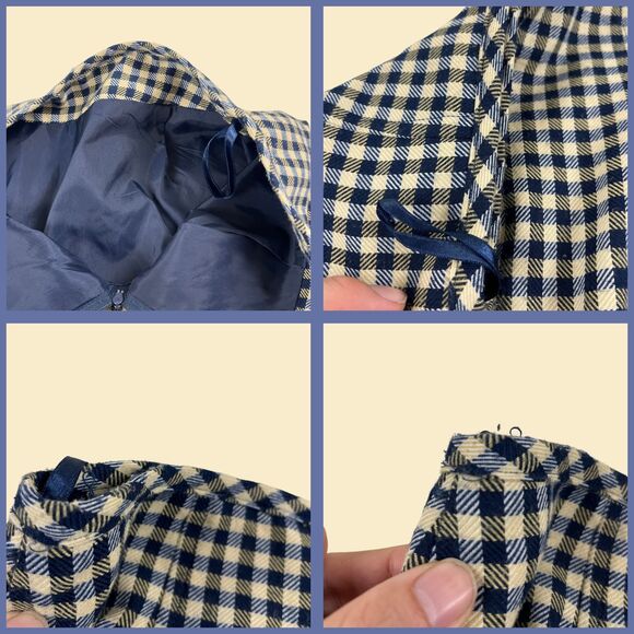 1980s Maggie Lawrence checkered midi skirt, size 6 vintage blue & yellow skirt - Picture 2 of 10